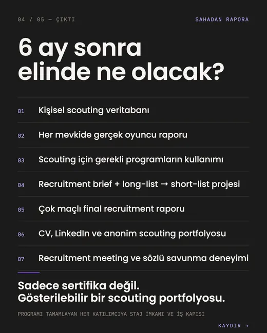 Sahadan Rapora scouting eğitimi tanıtım görseli 4